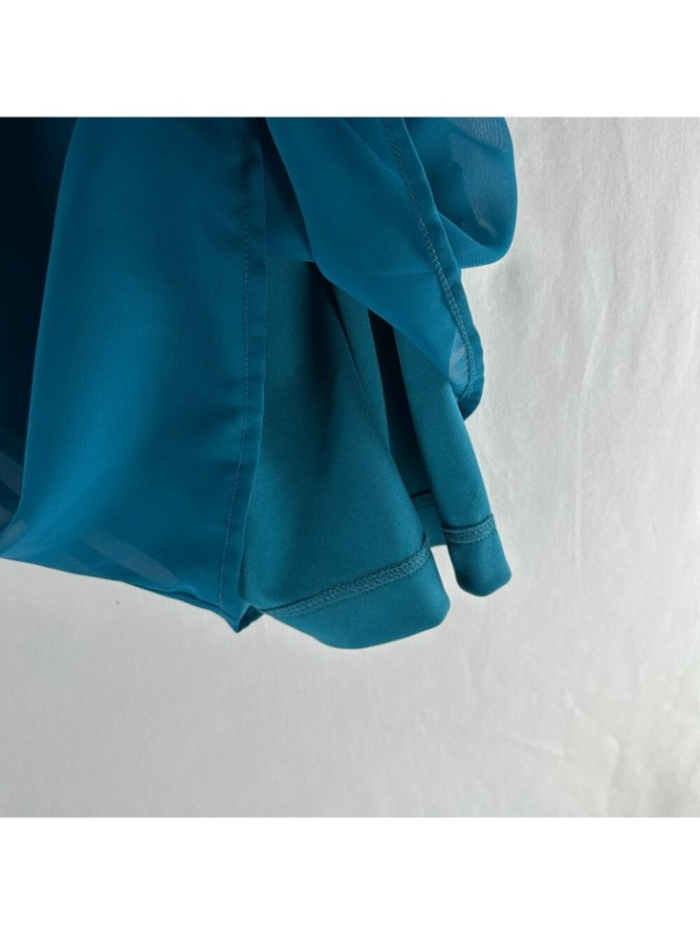 American Glamour Badgley Mischka Chiffon Wide Leg Pants S Lined Drawstring Teal - Picture 13 of 16